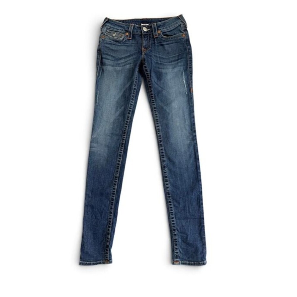 True Religion Skinny Jeans Studded Flap Pockets Medium Wash